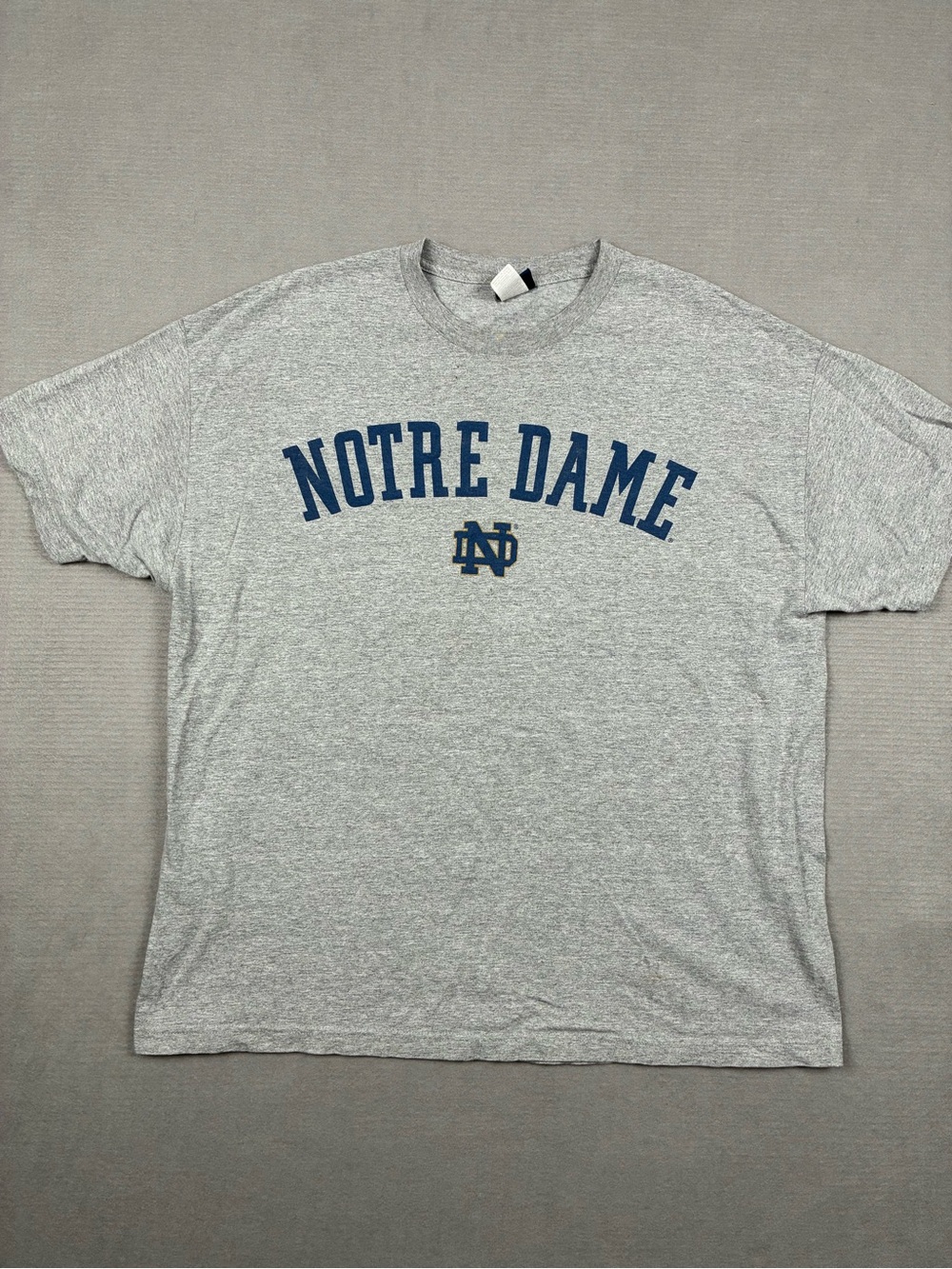 Y2K Champs Notre Dame Gray T-Shirt with Navy Print XL